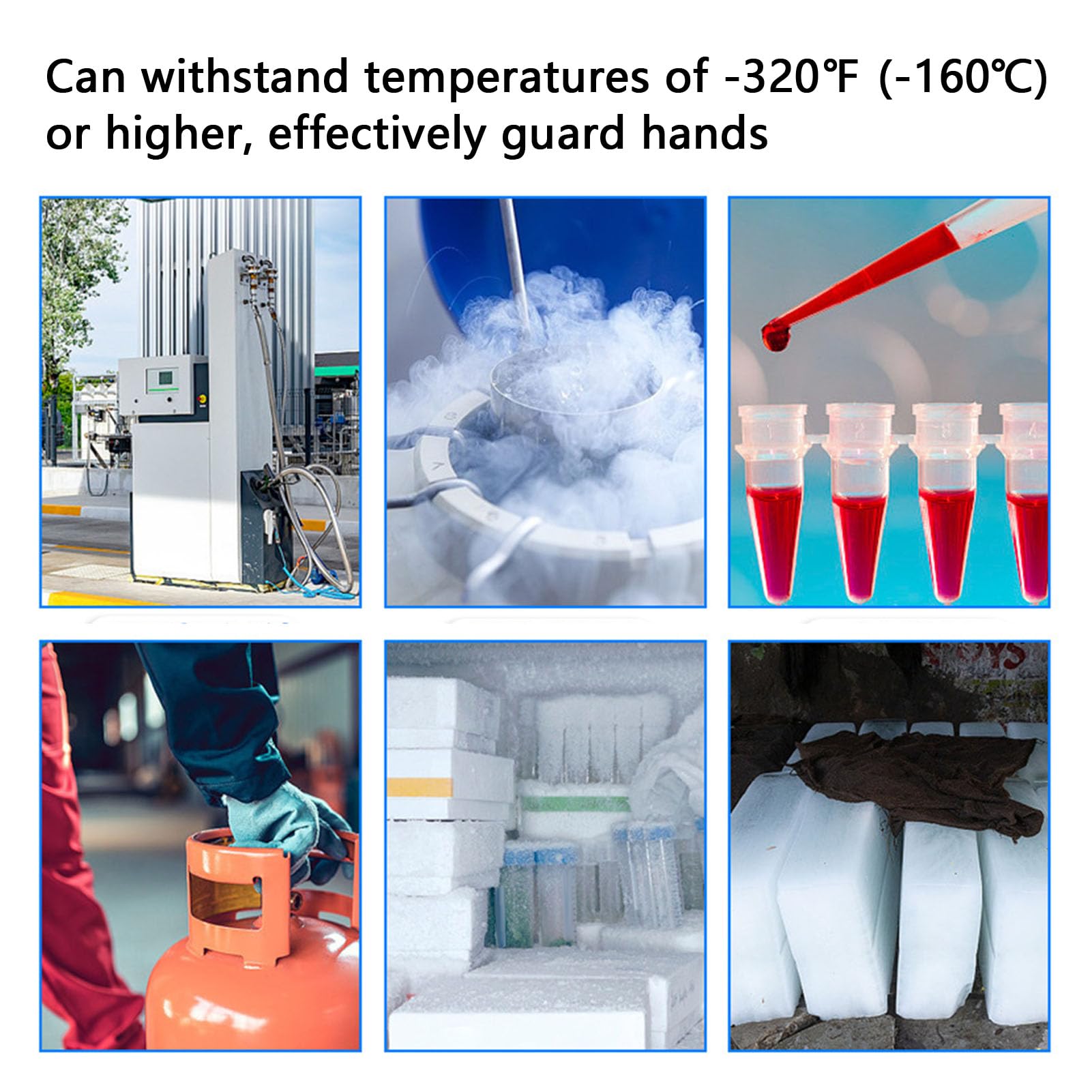 320 ℉ Guanti Protettivi per Basse Temperature, Guanti Criogenici in Pelle Impermeabili di Sicurezza Guanti Azoto Liquido LN2 per Conservazione Frigorifera di Azoto Liquido con