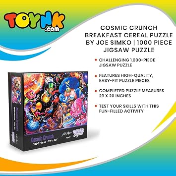 Cosmic Crunch Breakfast Cereal Monster Puzzle By Joe Simko | 1000 Piece Jigsaw Puzzle Toy | Interactive Brain Teaser for Family Game Night | 29 x 20 Inches