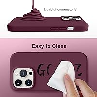 Vista 6 de GONEZ Funda para iPhone 14 Pro, compatible con Magsafe, con protector de pantalla + protector de lente de cámara, forro de microfibra suave Rojo vino