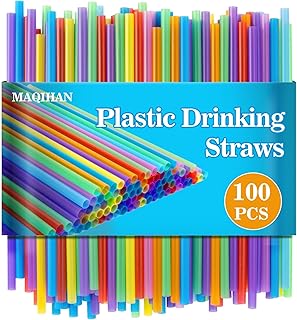 MAQIHAN 100pcs Colorful Drinking Straws - Cocktail Drinking Straws dispo...