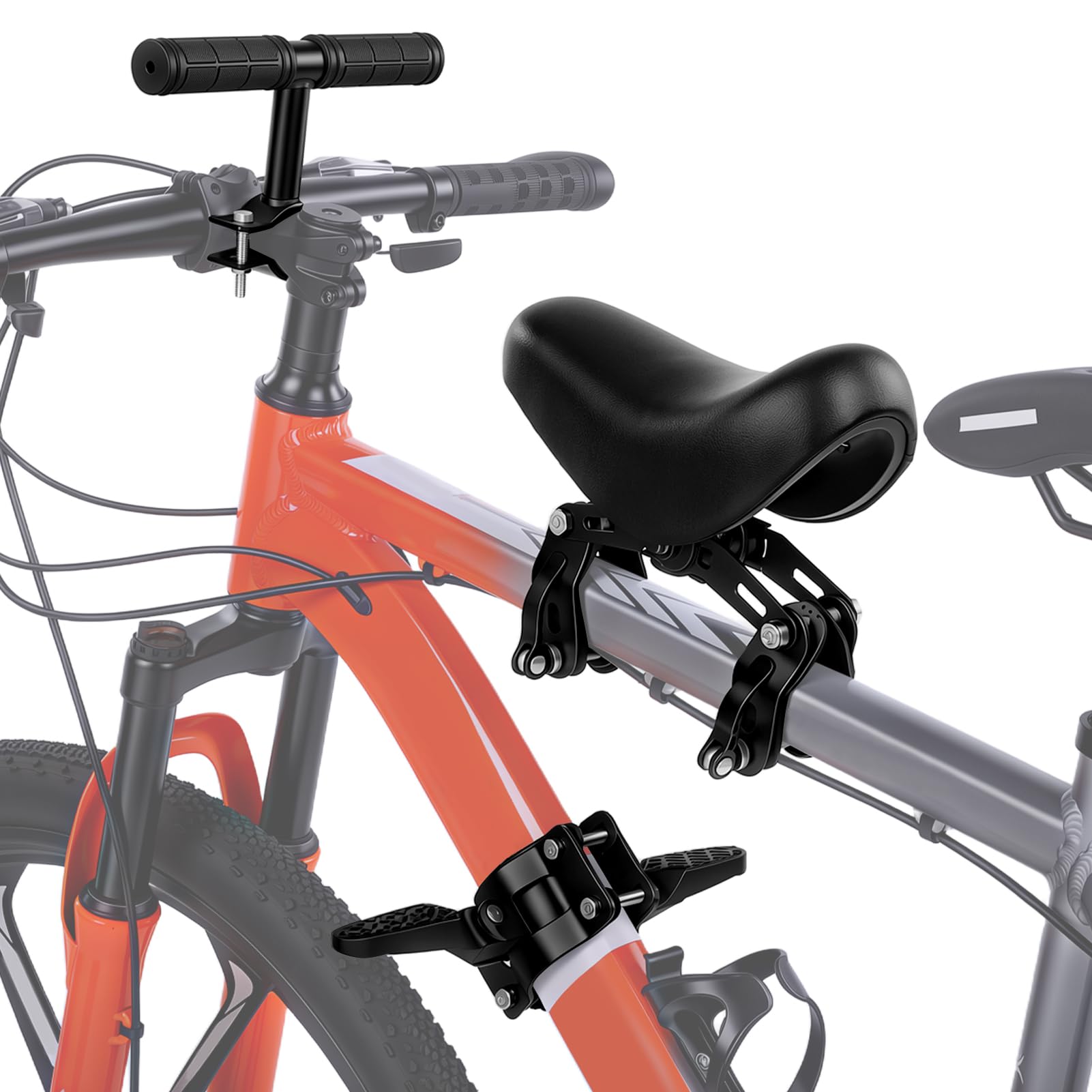 Seggiolino per Mountain Bike, Altezza Regolabile Seggiolini da Bicicletta Anteriori per Bambini con Manubrio e Pedale, seggiolino Bici Anteriore per Corse Quotidiane e Viaggi Brevi