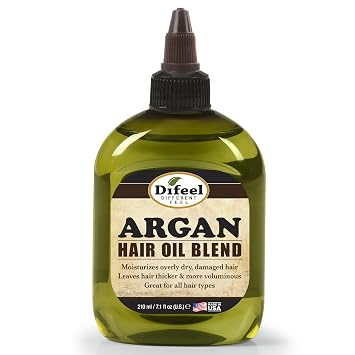 Difeel Argan Hair Oil Blend 7.1 Ounce - for Dry & Damaged Hair, Helps Improve Shine, Softness & Manageability, Lightweight Hair Treatment