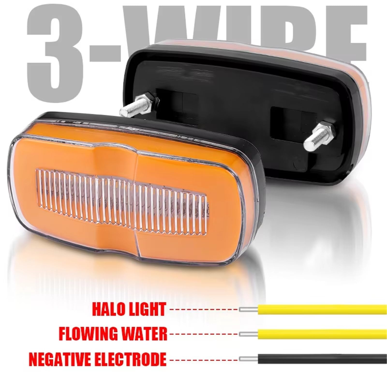 Indicatore di Direzione Indicatori Posizione Laterali A LED Rimorchio Camion Direzione Freno Lampada Coda Avvertimento Posteriore 12V 24V Per Trattore Indicatori di Direzione(10pcs Yellow Red)