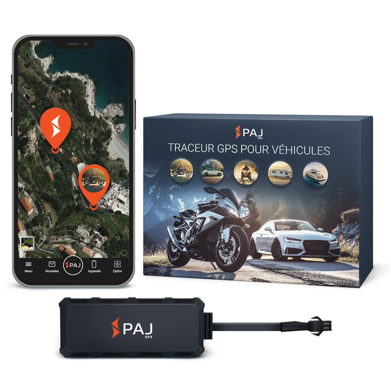 PAJ Mini Traceur GPS 4G pour Voitures et Motos, Câble 1m | Suivi temps réel via app - Alarme antivol - Connexion directe batterie - Historique des trajets - Résistant éclaboussures