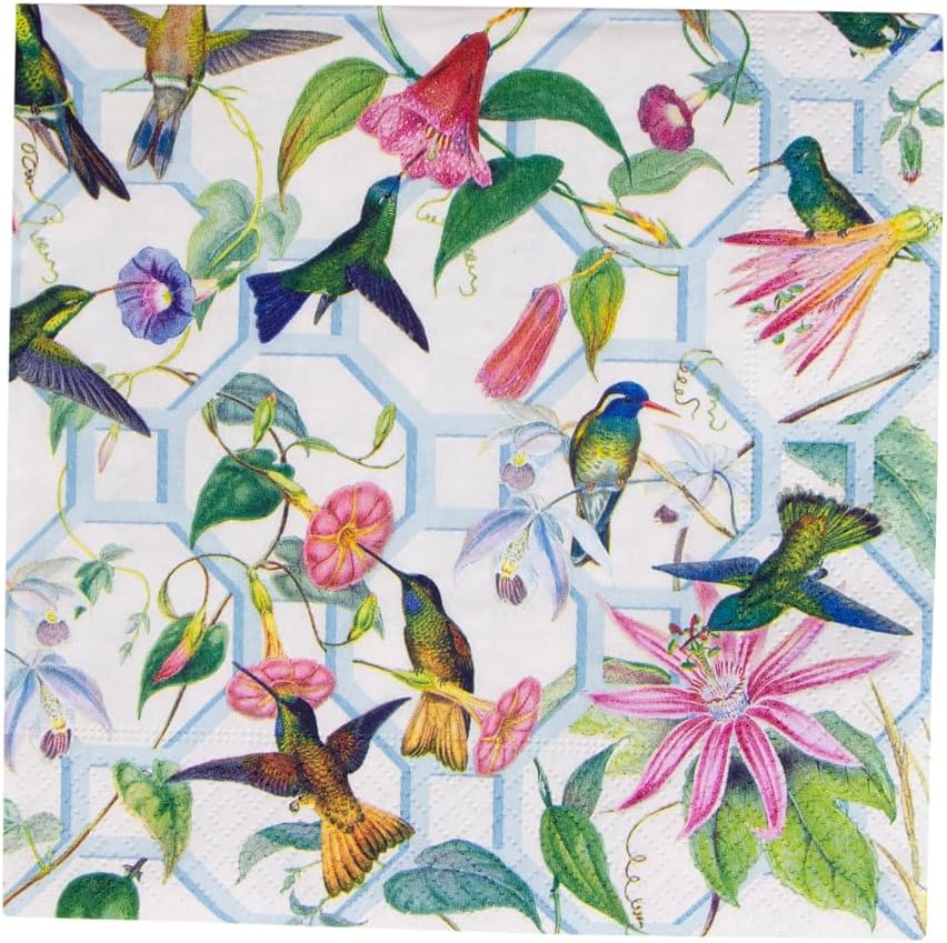 Caspari Hummingbird Trellis Paper Guest Towel Napkins - 60 Count