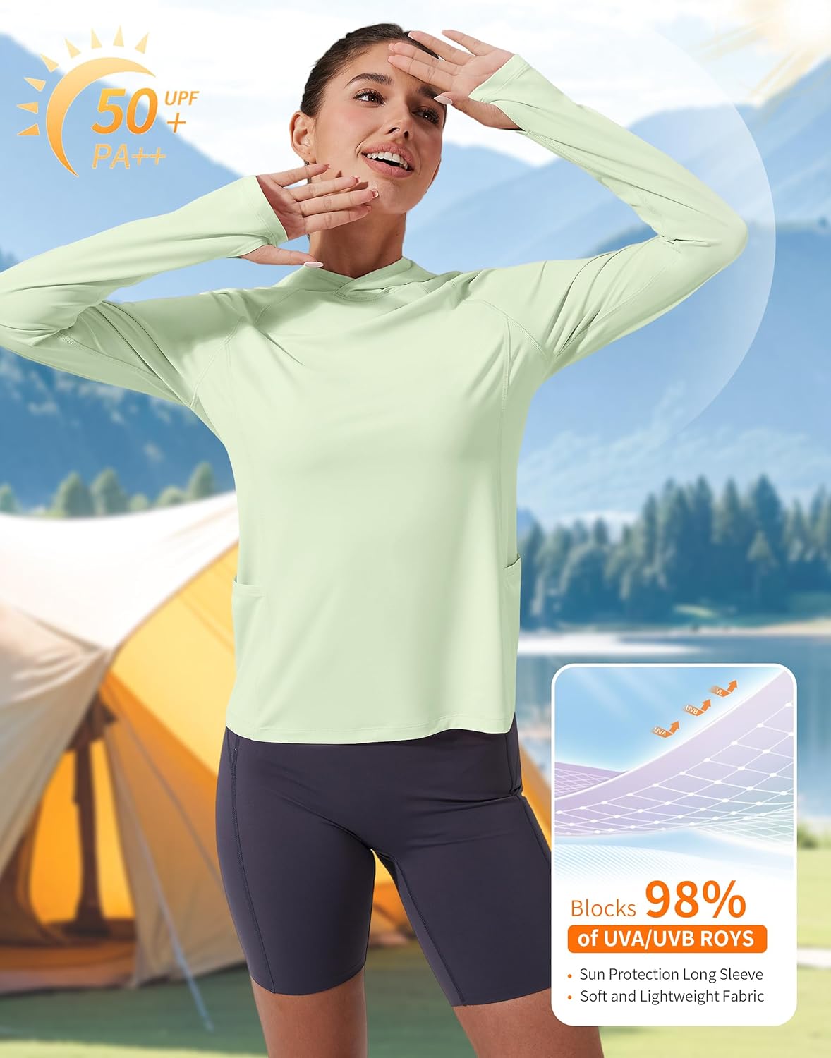 Pioneer Camp Womens UPF 50+ Sun Protection Hoodie Shirt with Pockets Long Sleeve Fishing Hiking Outdoor UV Shirts Lightweight - Image 3