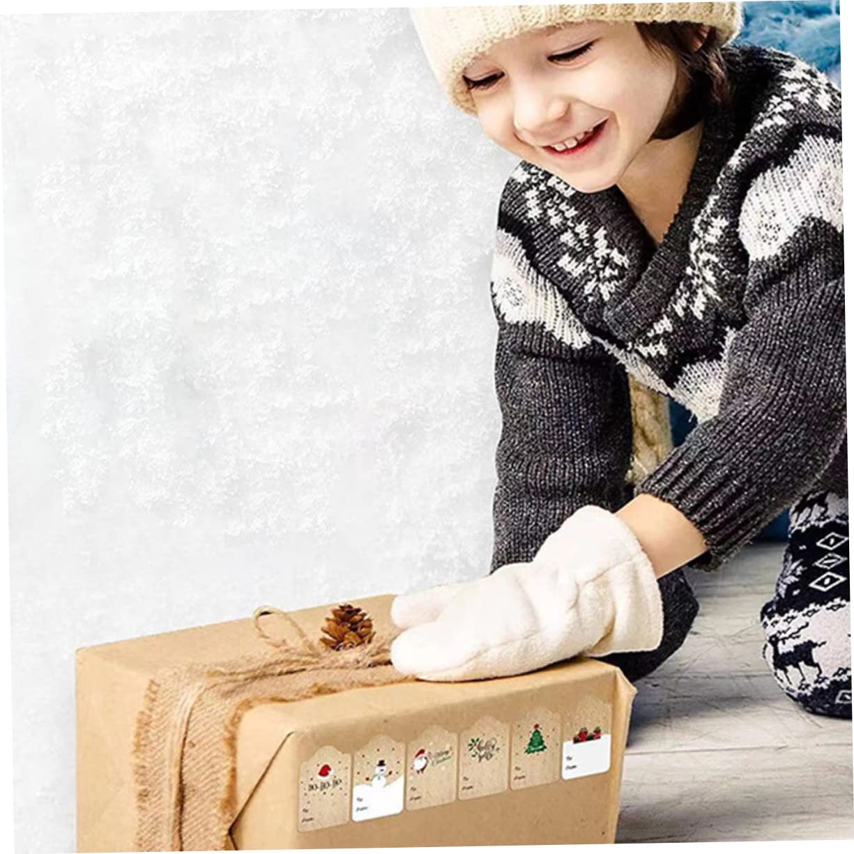 NUOBESTY 5 Adesivi Natalizi Adesivi d'oro Etichetta Adesivo Scrapbooking Natalizio Etichette Calendario del Conto alla Rovescia di Natale Personalizzati Regali Carta Kraft