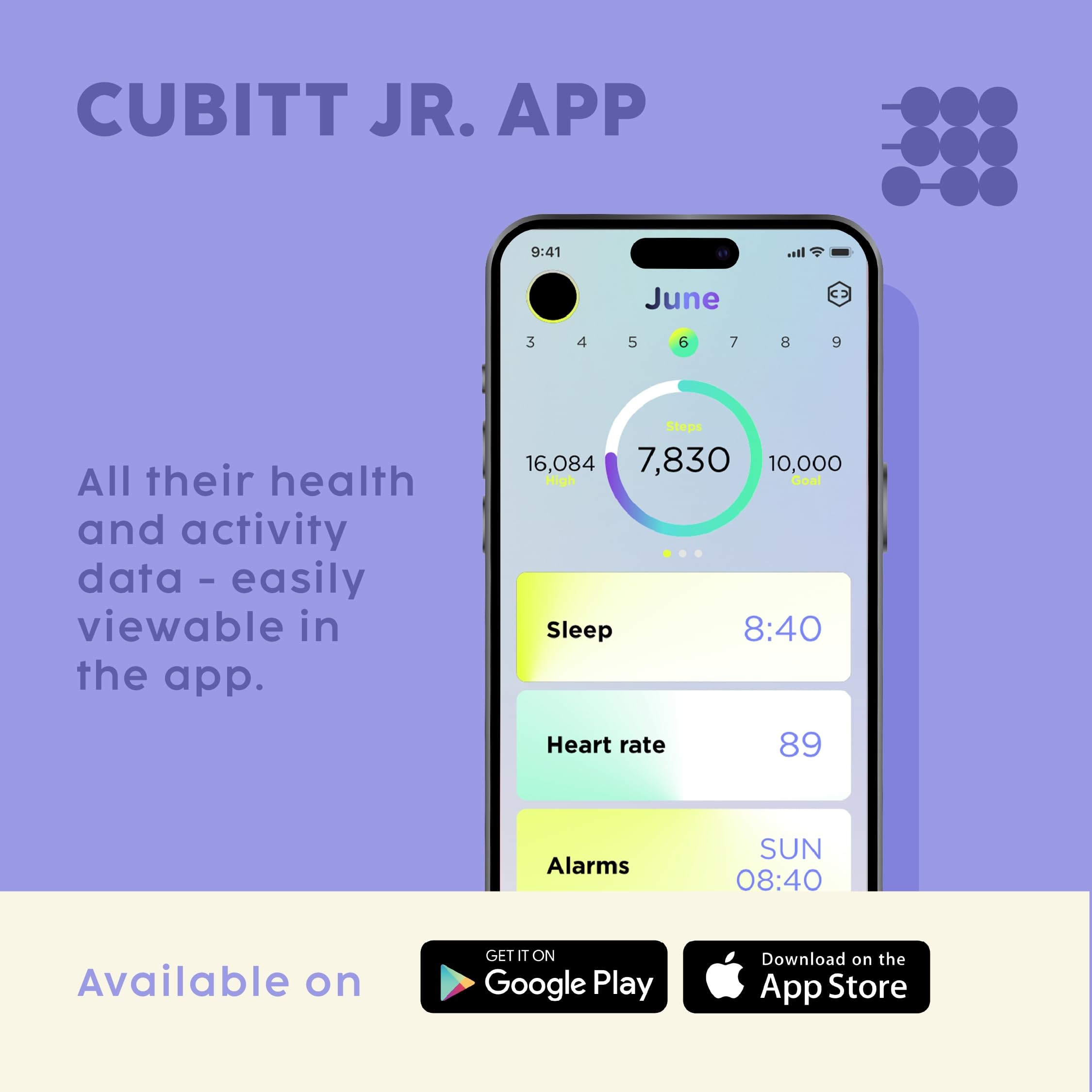Cubitt Jr. Smartwatch Fitness Tracker per bambini e ragazzi con giochi, contapassi, monitoraggio del sonno, cardiofrequenzimetro, calcolatrice, monitoraggio attività, touchscreen AMOLED da 1,75