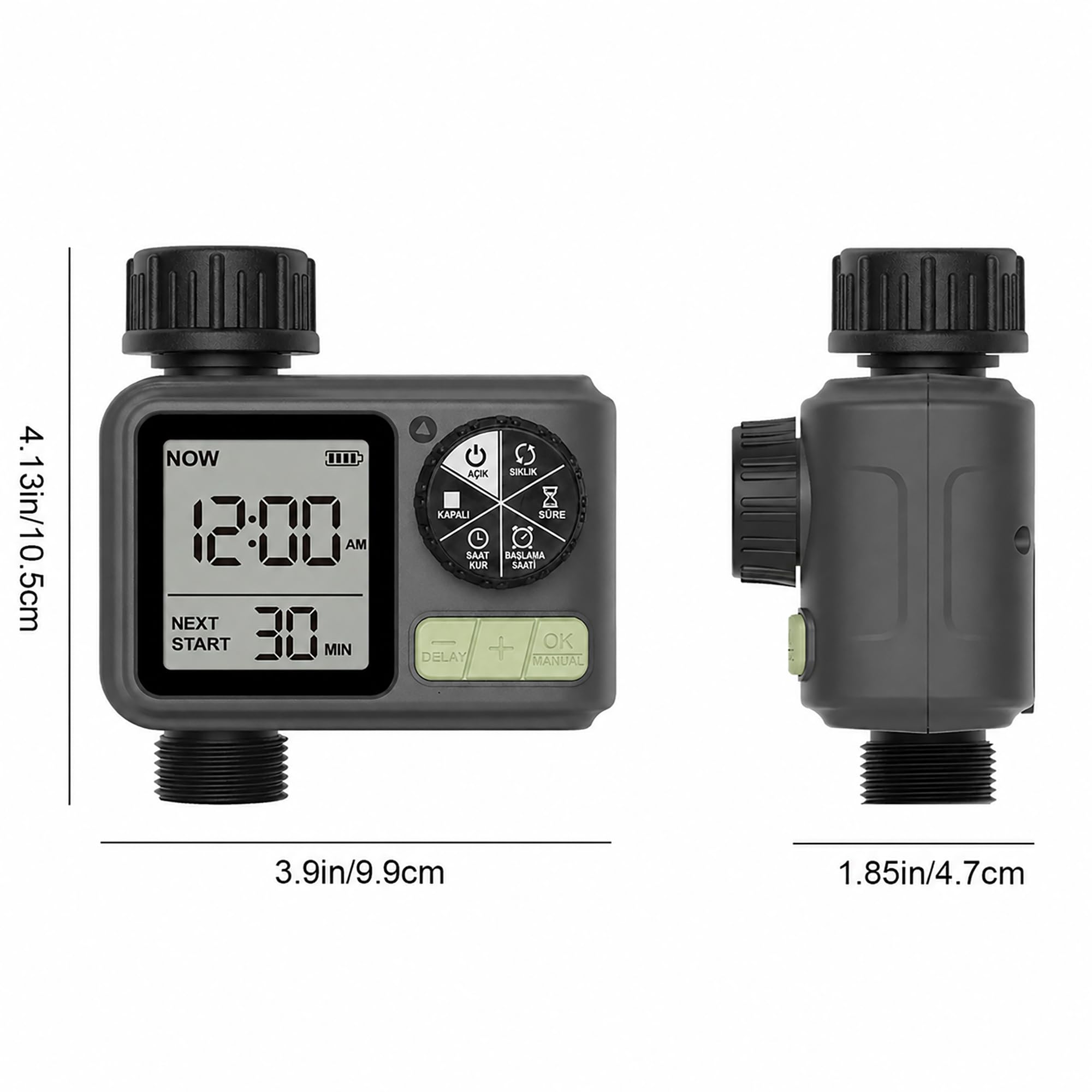Bluefox Dijital Sulama Zamanlayıcı – Programlanabilir Bahçe Sulama Cihazı, Otomatik Hortum & Musluk Tipi Timer, LCD Ekran, Manuel Mod + Rain Delay, 3/4 Bağlantı, Pilli Dış Mekan Sulama Kontrol Cihazı