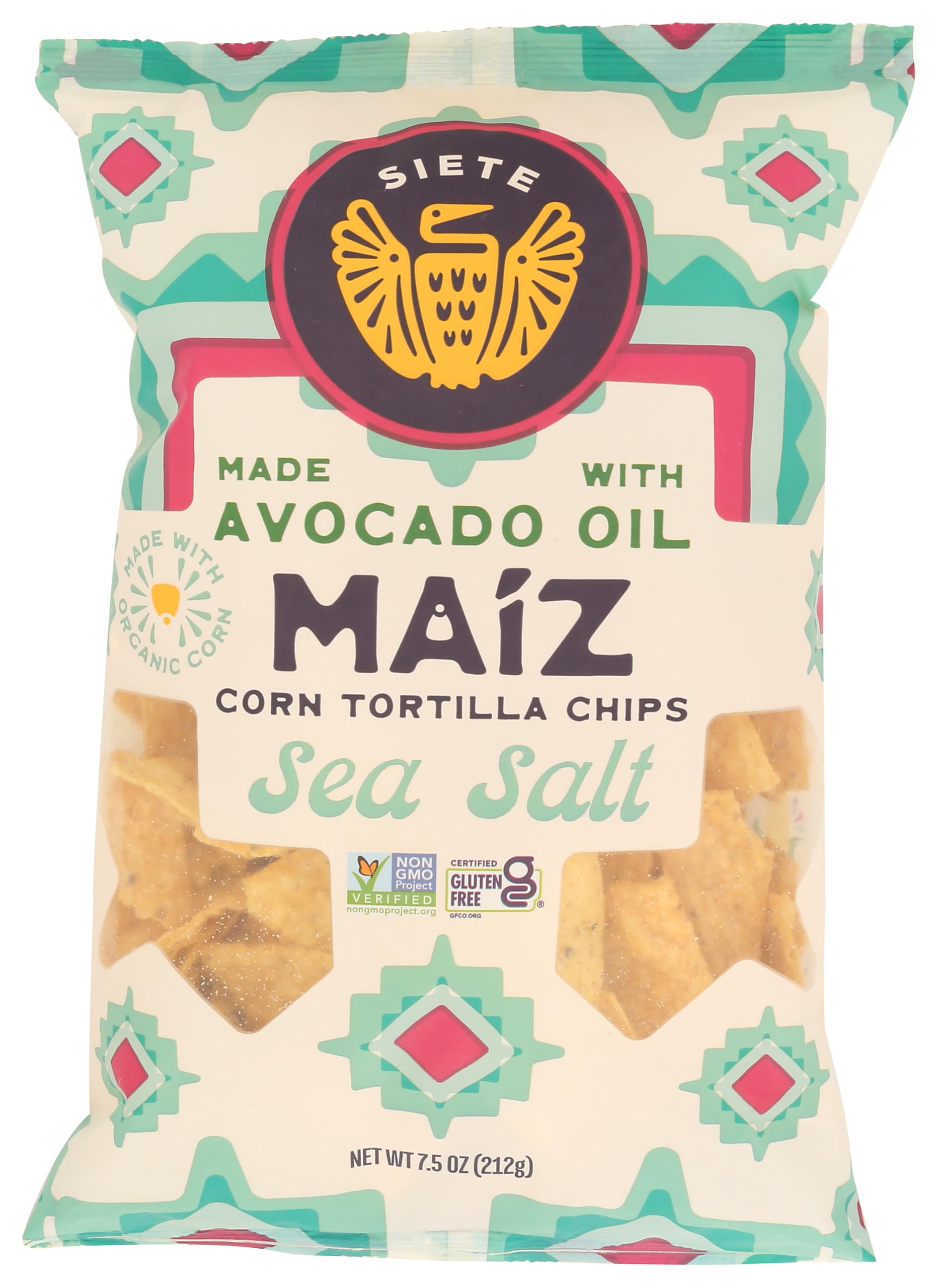 SieteFamily Foods, Chips Tortilla Corn Sea Salt Maiz Yellow White, 7.5 Ounce