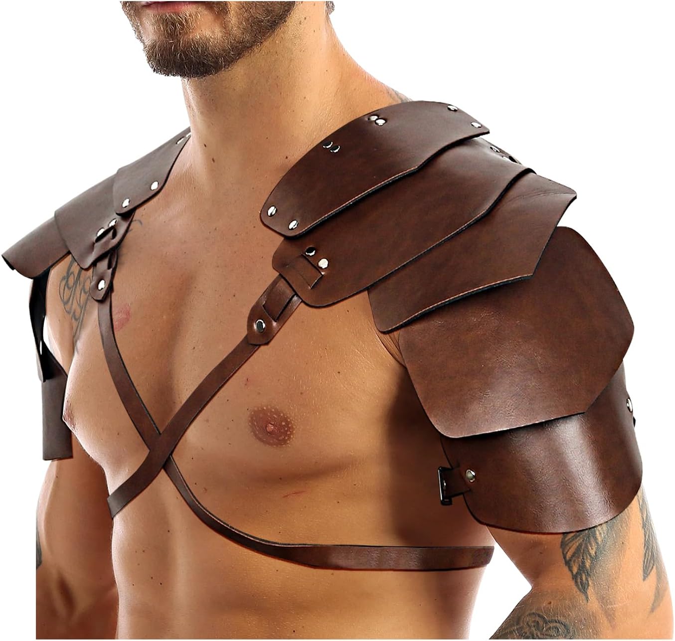 keland Medieval Leather Pauldron Shoulder Armor for Viking Cosplay