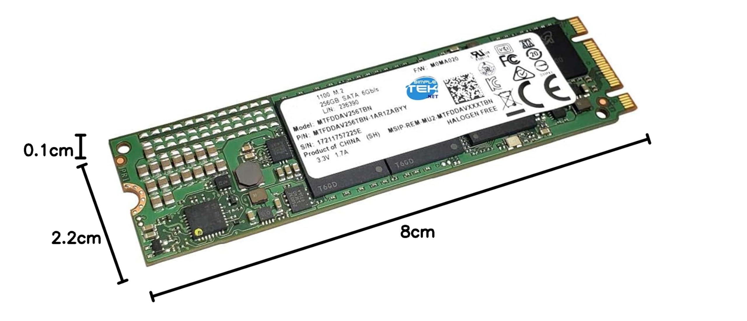 SIMPLETEK Wewnętrzny dysk SSD M.2 SATA 2280 256 GB, NGFF, technologia 3D NAND, do notebooków i komputerów PC (odnowiony)
