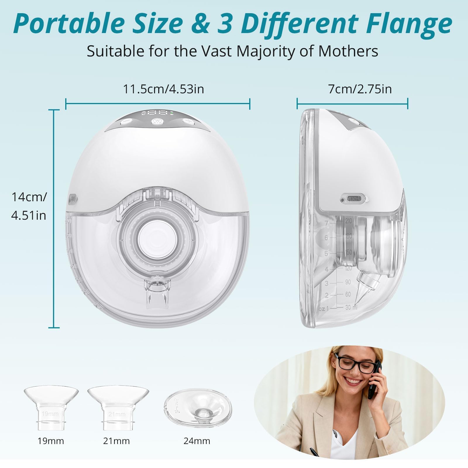 YGiTK Hands-Free Wearable Breast Pump, 210mL Large Capacity, Strong Suction & Low Noise - Image 4
