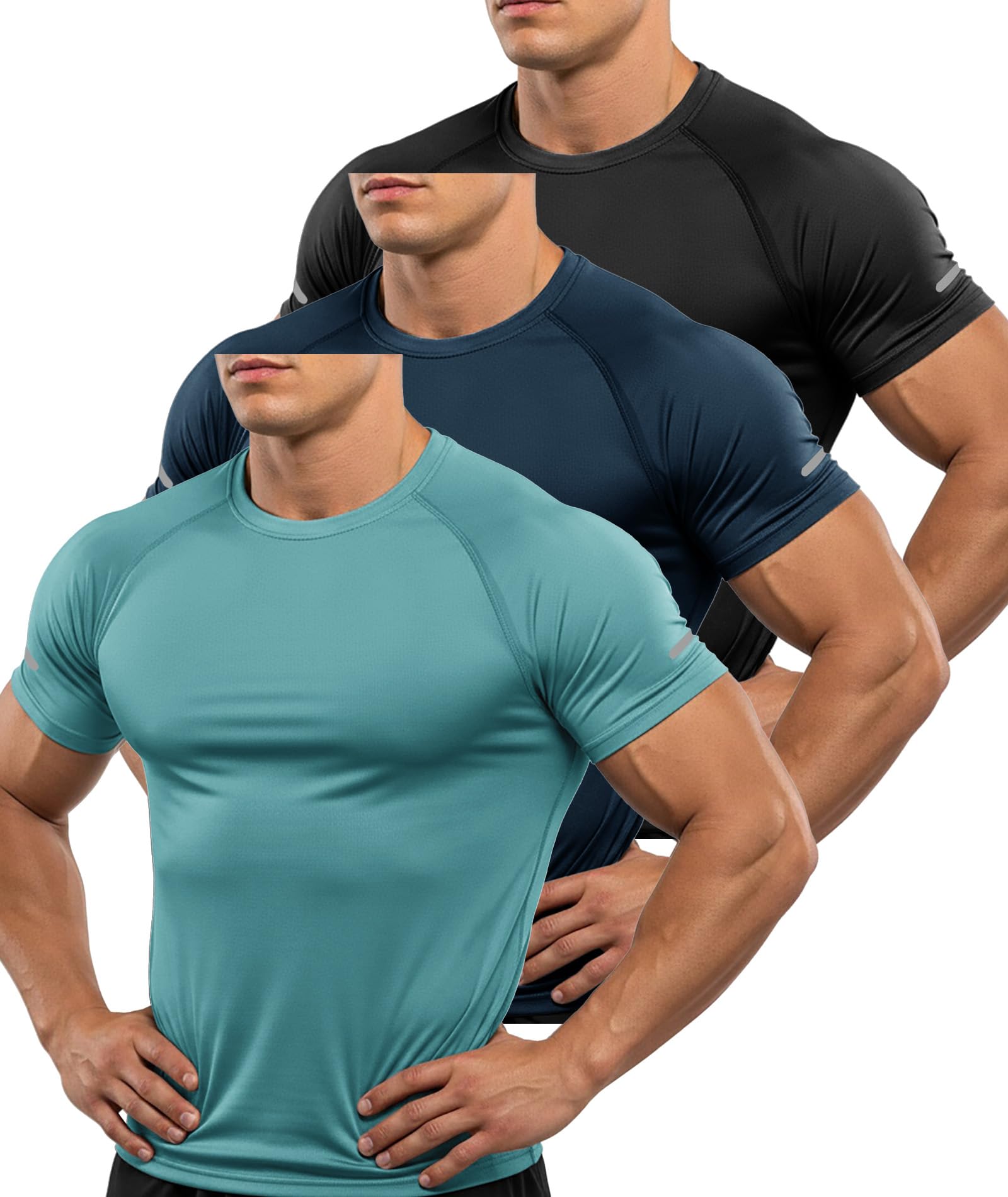 ZITY Pack de 3 Camisetas Manga Corta Hombre Camiseta Deporte Hombre Camiseta Transpirable Secado Rápido de Verano Ropa Running Gym Fitness — view 12