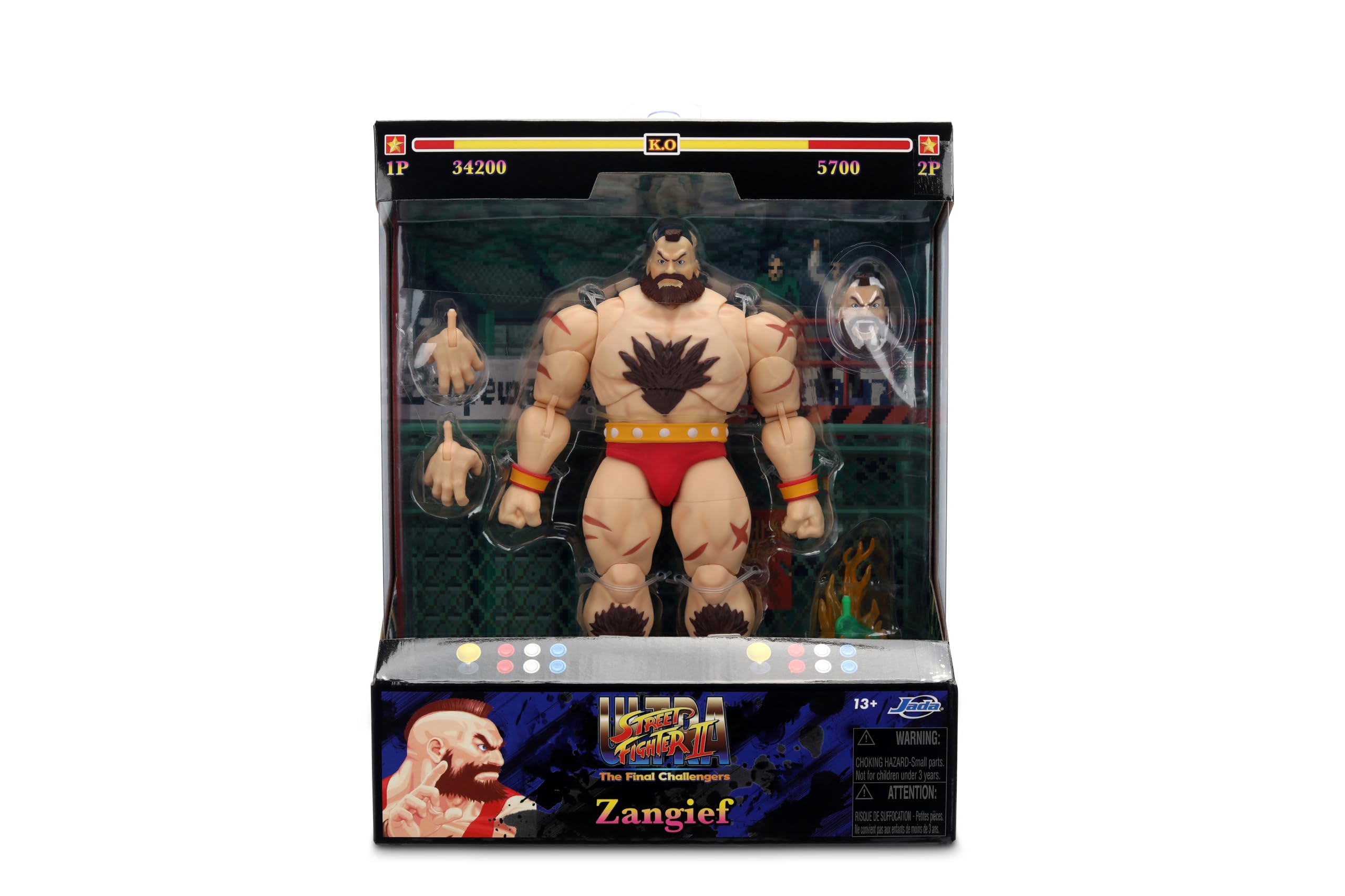 Jada Street Fighter Il Zangief Action Figure - 1:12 Deluxe Scale Toys - 15,2 cm di altezza, completamente articolato, confezione da collezione