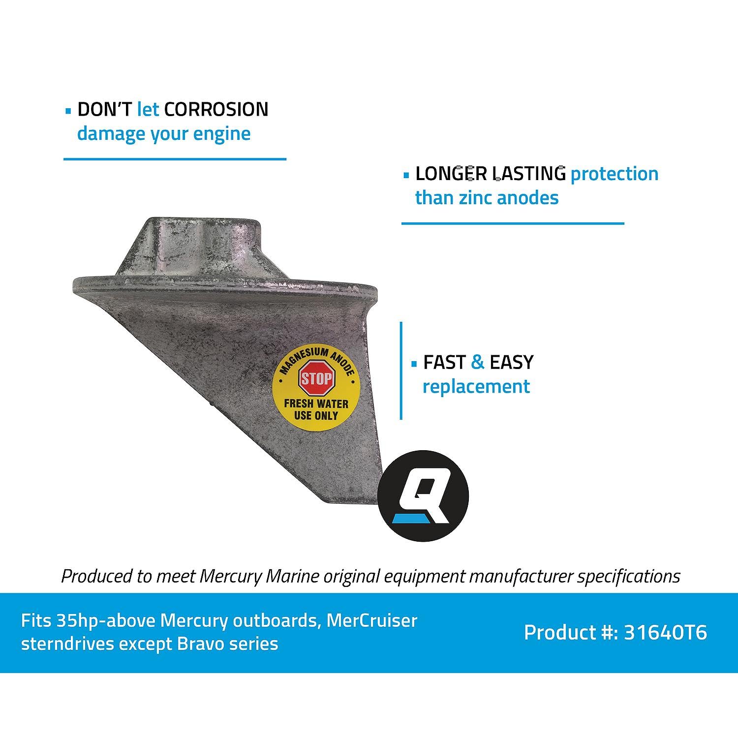 Quicksilver 31640T6 Magnesium Anode-Mercury, Mariner Outboards, MerCruiser Stern Drives, ricambi Motore Barca Unisex-Adulto, Non specificato, Unspecified