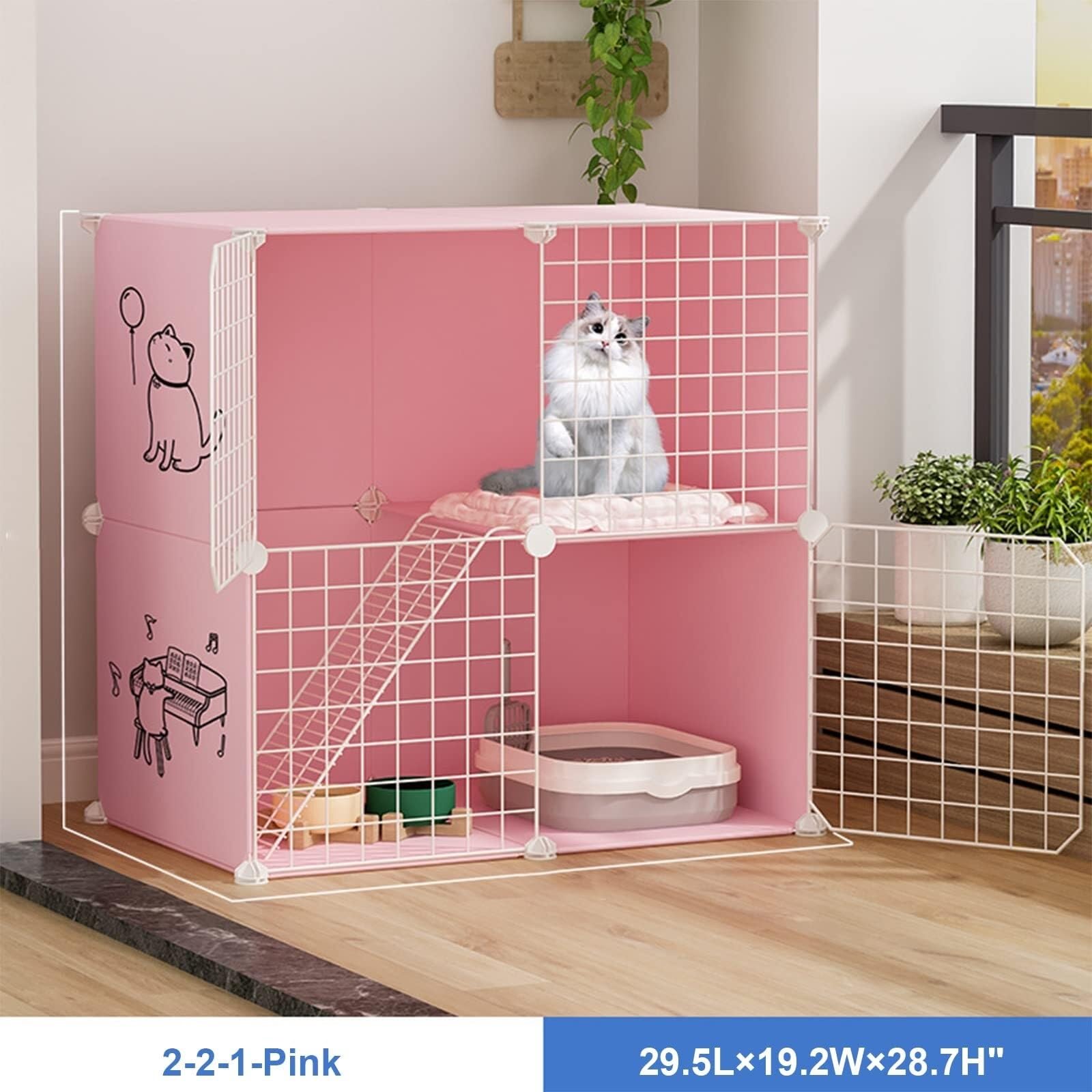 Generic Recinzione staccabile per gatti, gabbia per animali domestici, gabbia per furetti, trasportino per animali domestici, recinzione per gatti fai da te, amaca per gatti e nido per gatti p (75 x