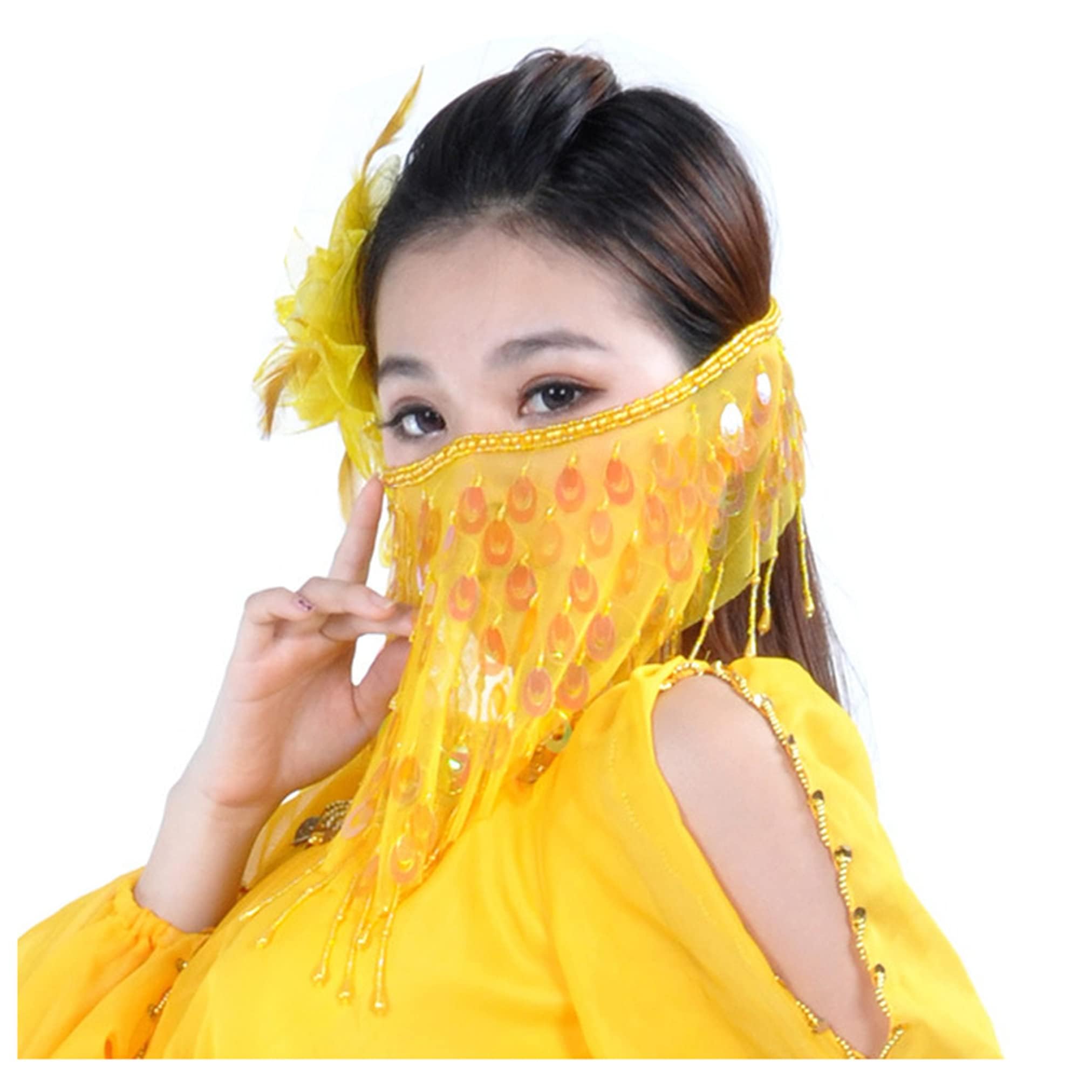 Baisdan Face Veil for Belly Dance Half Face Veil for Cosplay Halloween Party Scarf Outfit Costume Accessory Gift for Women