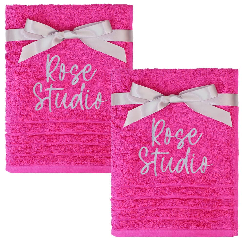 TeddyT's Personalised Personalised Salon Business Pink Hand Towels