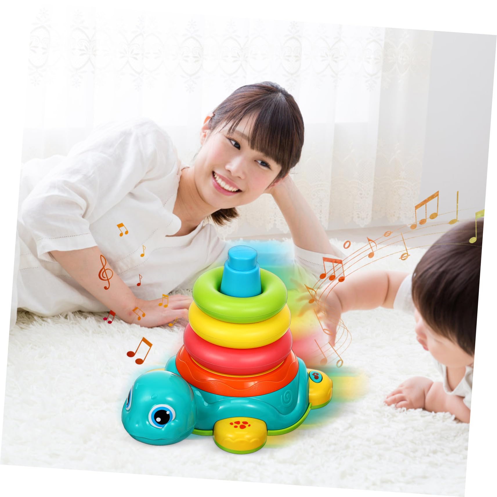iplusmile Gioco Impilabile Tartaruga per Bambini Musica e Luci, in Plastica Sicura, per Casa e Viaggi, Sviluppo Sensoriale e Motorio per Famiglie