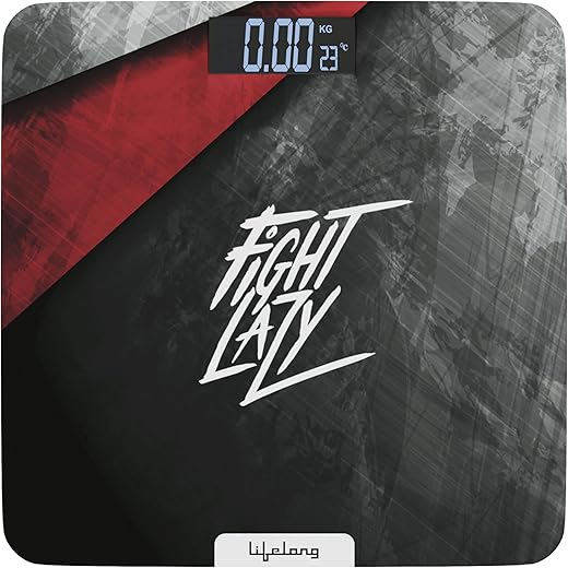 Lifelong ActiveFlex Weighing Scale (Fight Lazy Series LLWS45- Active Black)|Digital Weight Machine for Body Weight|Thick Tempered Glass with LCD Display|Bathroom Weighing Scale