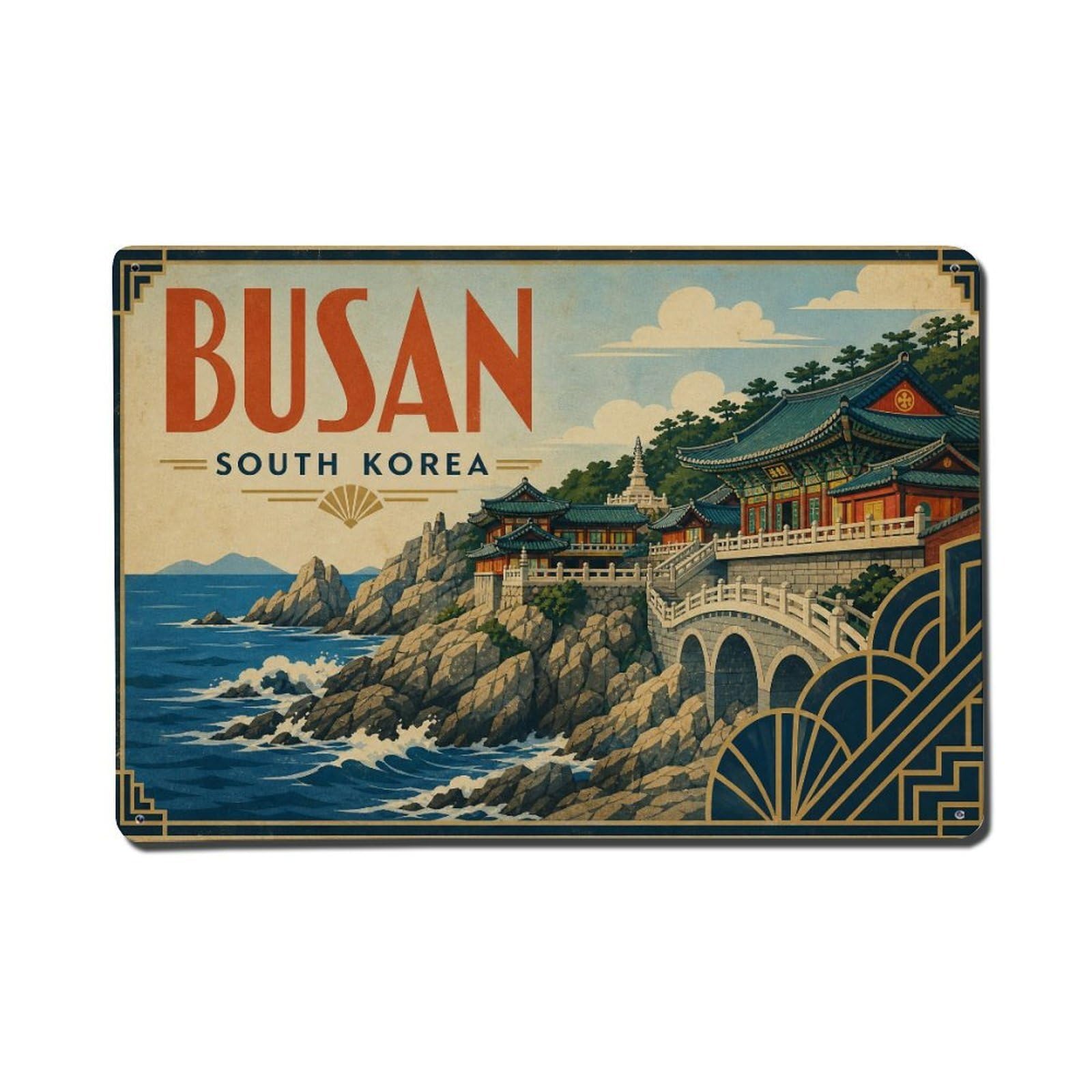 Fqcyn Style Metal Tin Sign Travel Vintage South Korea Busan