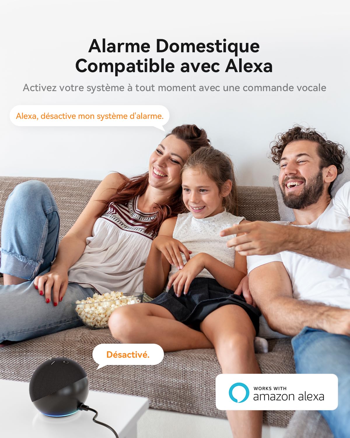 Imou Kit d'Alarme Maison 11 Pièces，Système de Sécurité Complet avec Sirène/Projecteur 100 DB, 1 Caméra Intérieure WiFi, 2 Télécommandes, 4 Capteurs Porte/Fenêtre, 2 Détecteurs de Mouvement