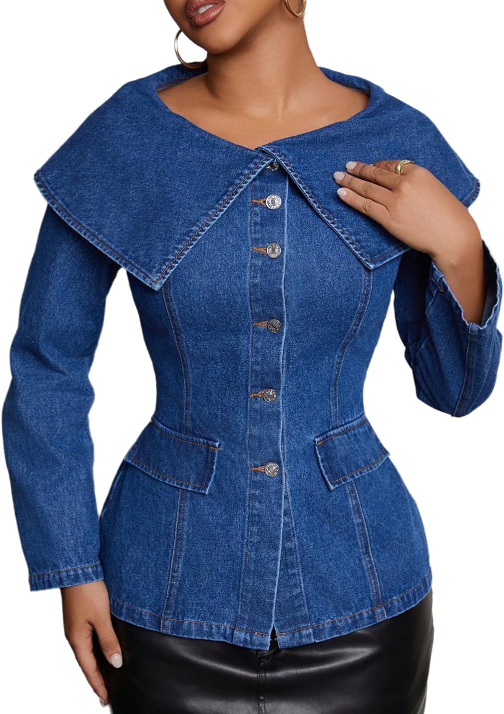 NIFTRIRY Jean Jacket for Women Botton Down Slim Fitted Denim Jackets Fall Coats Casual Going Outfits