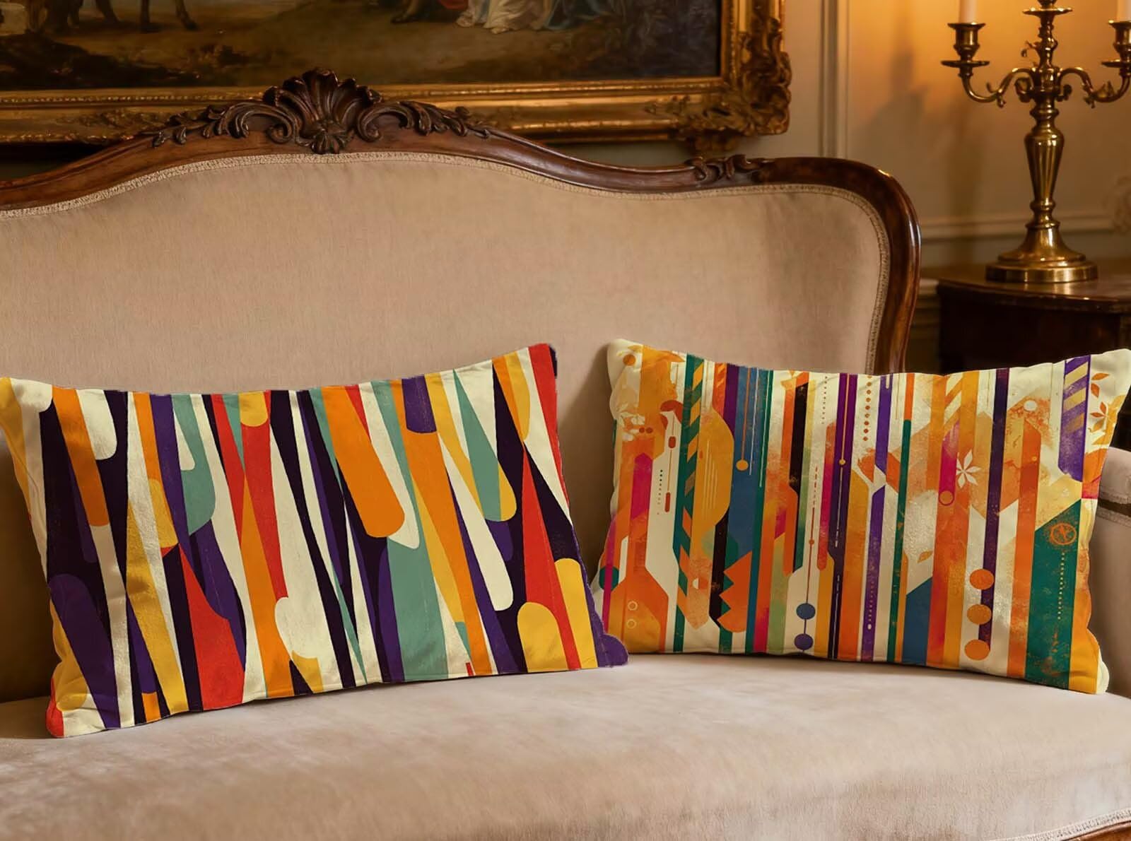 Housse de coussin 40x70 cm lot de 2 en velours imprimé abstrait O-506B