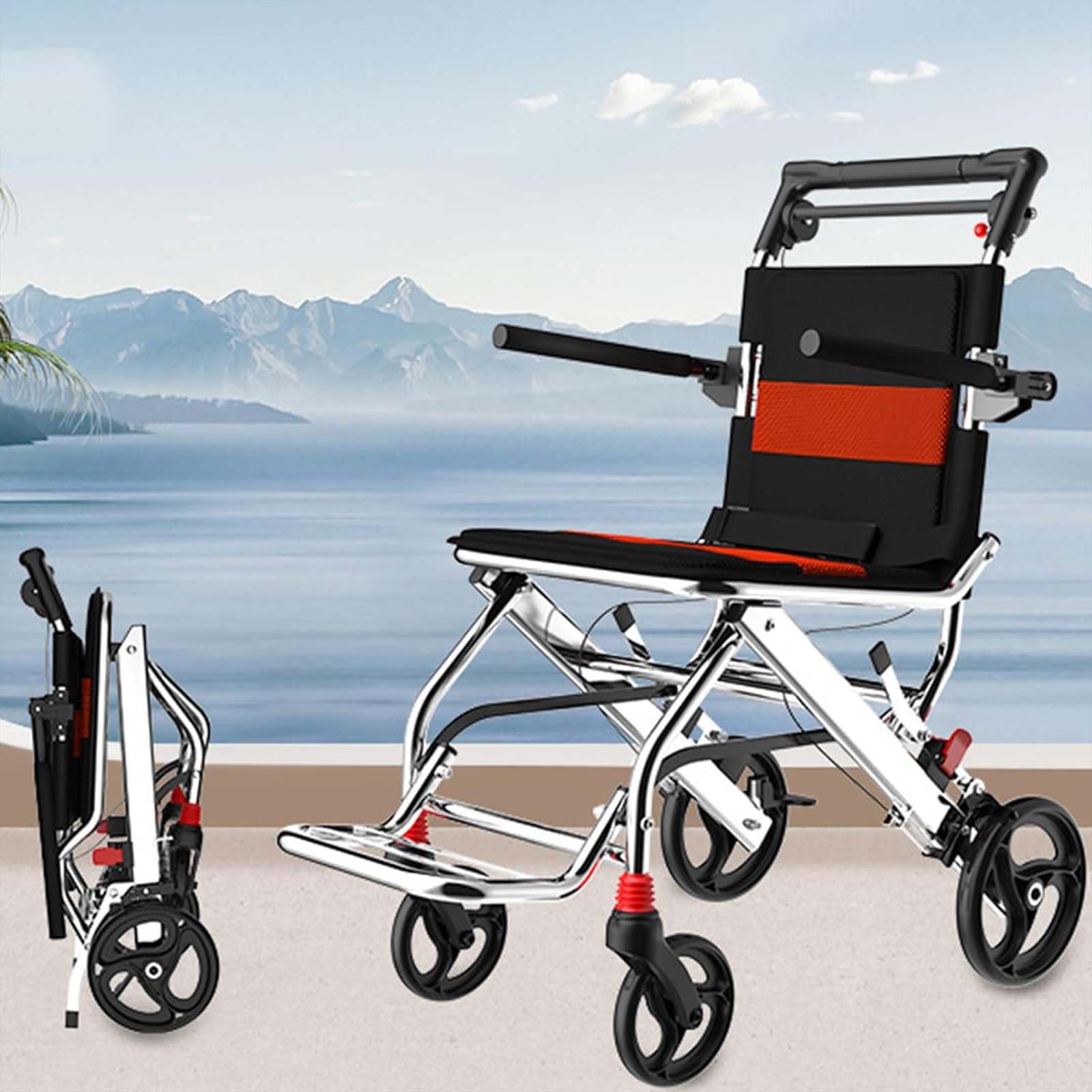 Genérico 01, Silla de Ruedas Plegable Portátil De Múltiples Fines Sillas de Ruedas Ligera de Paseo Silla Ruedas de Aleación de Aluminio para Personas Mayores Silla con Ruedas