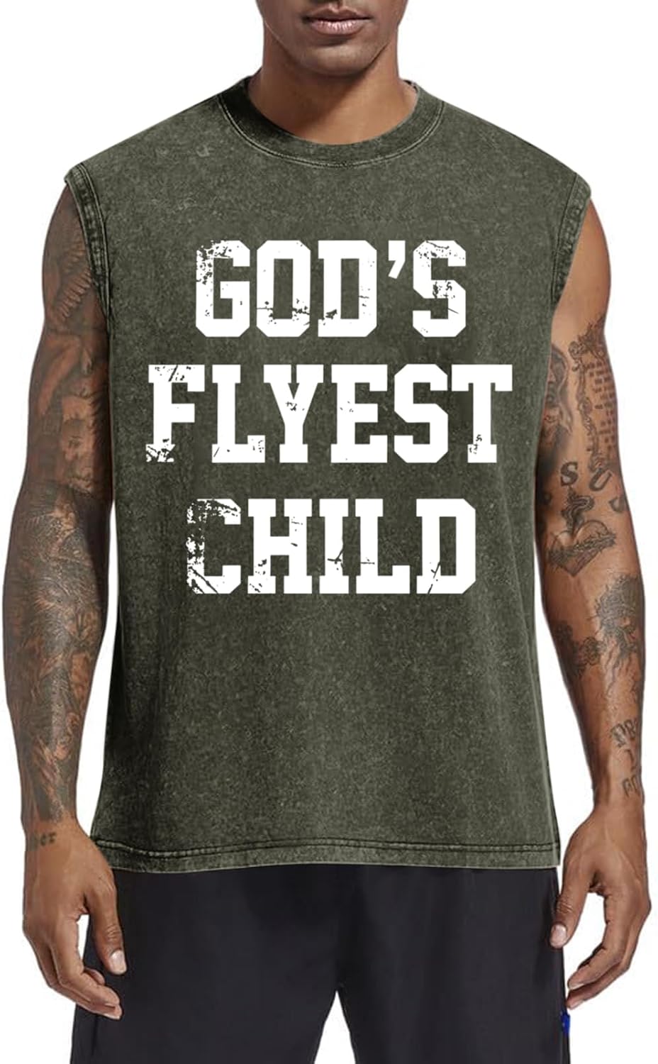 Fkatuzi Christian Tank Tops Men God Faith Jesus Bible Verse Religious Inspirational Shirts Graphic Tee Acid Wash T Shirts