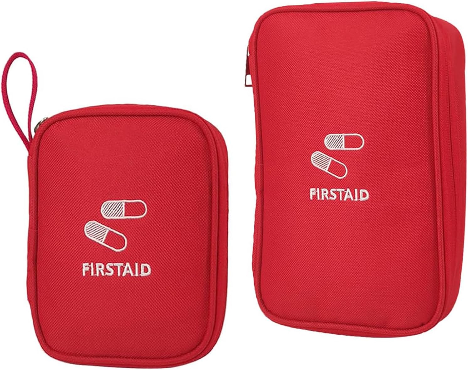 House of Quirk Portable First Aid Empty Kit Pouch mergency Survival Bag Medicine Bag for Home Office Travel Camping Sport Backpacking Hiking Cycling Gym (Set of 2, Small + Large, Red)