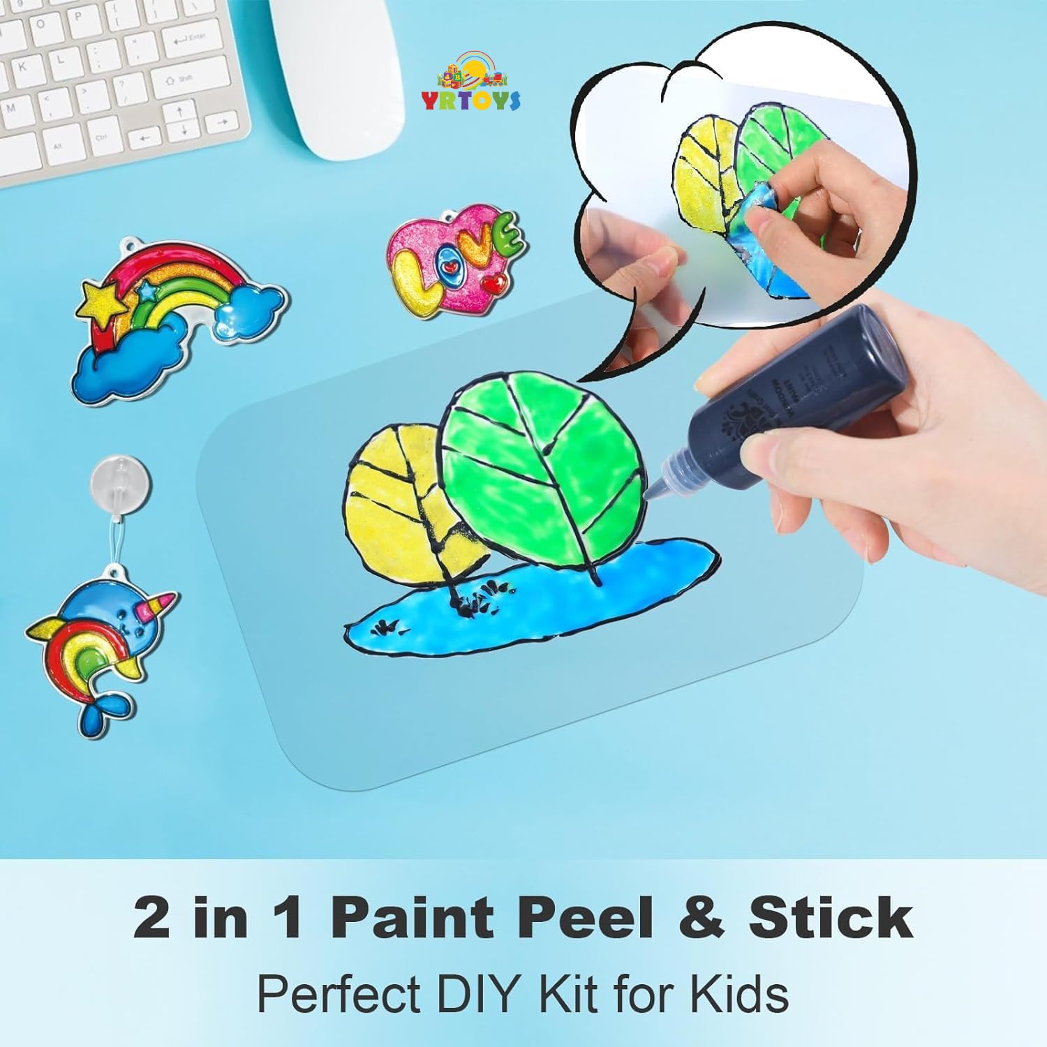 YRTOYS Magic Water ELF Toys, Creative 3D Handmade Magic Gels Toys Homemade DIY Handmade Material Kit (Glitter Window Art- 1), Resin, Multicolor 4