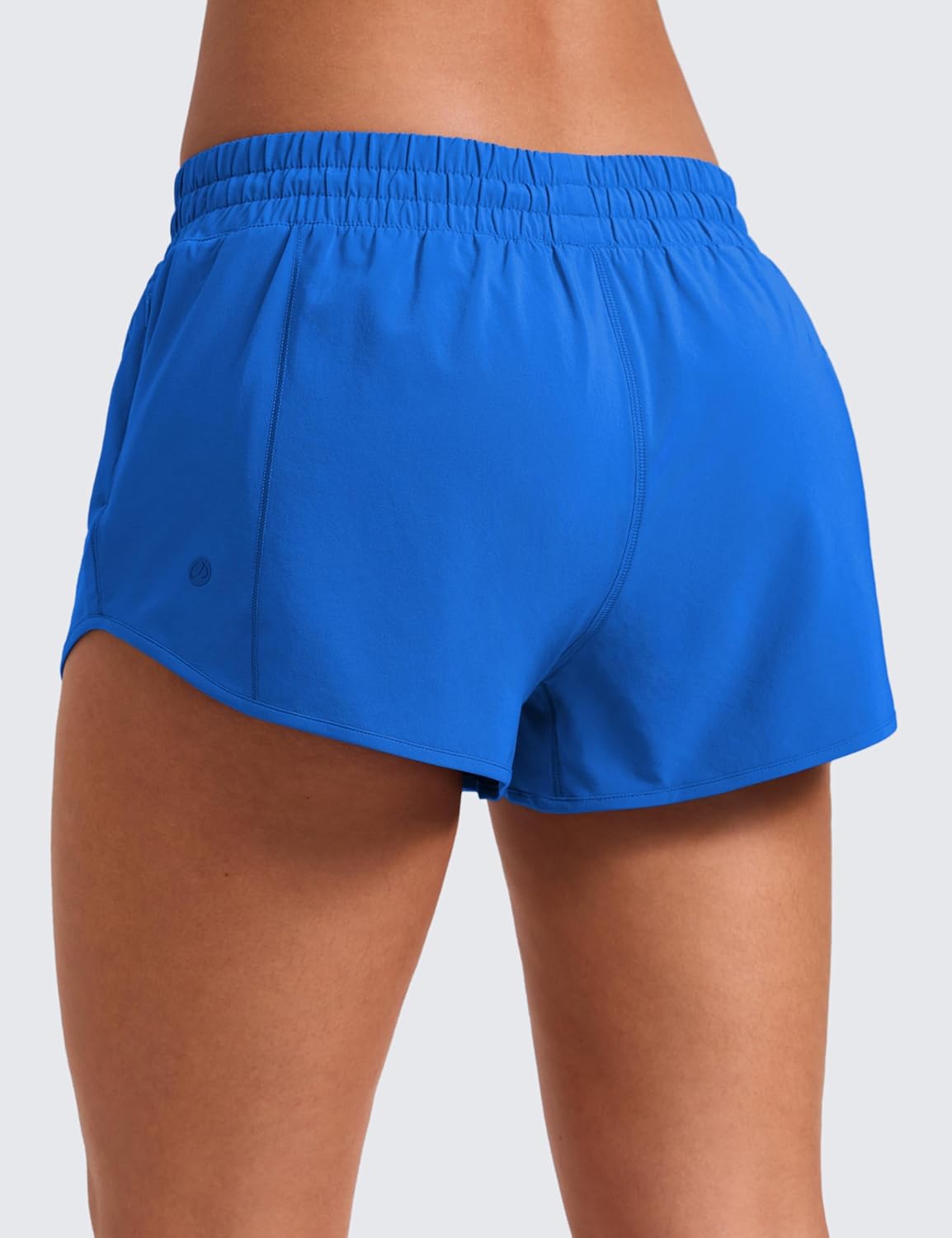 CRZ YOGA Low Waisted Running Shorts for Women 2.5" - Mesh Liner Quick Dry for Workout Sport Athletic with Zipper Pocket Sparkle Blue Medium
