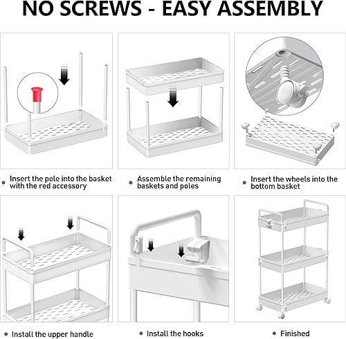 Miniatura 7 de SOLEJAZZ Carrito de Almacenamiento Rodante de 3 Niveles con Ruedas, Carrito de Utilidades Delgado para Uñas, Maquillaje, Snacks, Arte, Bebé,
