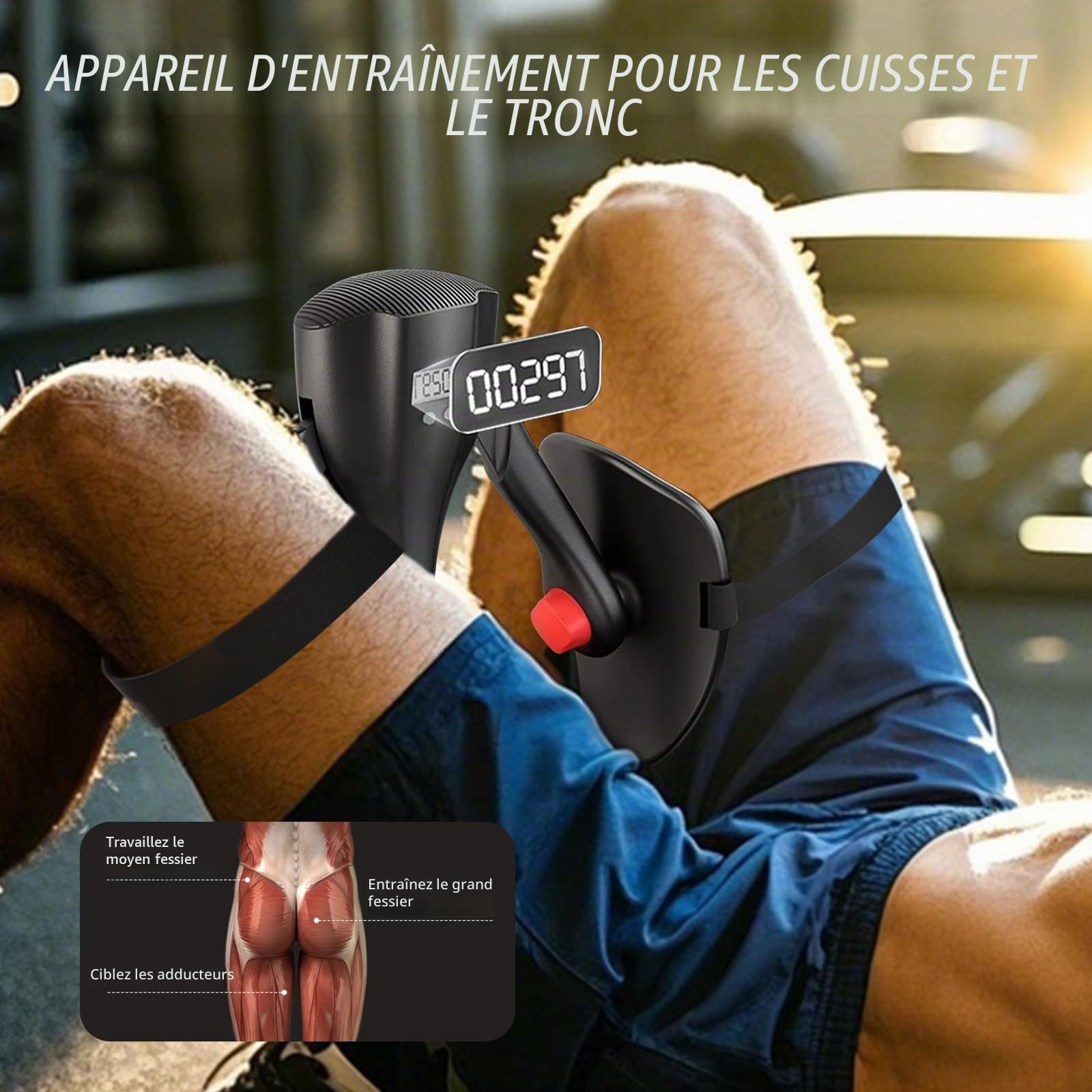 Entraîneur de plancher pelvien à résistance réglable avec compteur, maître de cuisse de 45 kg pour exercices intérieurs de cuisse, hanches et Kegel, équipement d'entraînement à domicile pour homme et