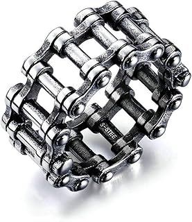 Biker Chain Rings, Chain Biker Ring for Men, Locomotive Chain Rings, Intertwine Rings Motorcycle Biker Bicycle Chain Ring, Hip Hop Pink Ring Jewelry Gift for Men Boys