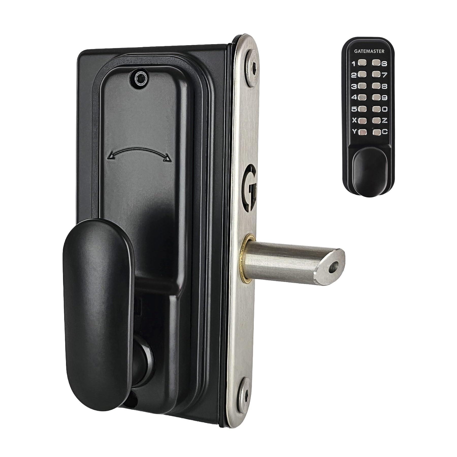 Gatemaster Black Superlock 2.0 Surface Mounted Mechanical Digital Gate Lock, Single-Sided Keypad With Rear Lever Handle, Auto-Latching & Hold-Back, Left Hand (Bdgswl)