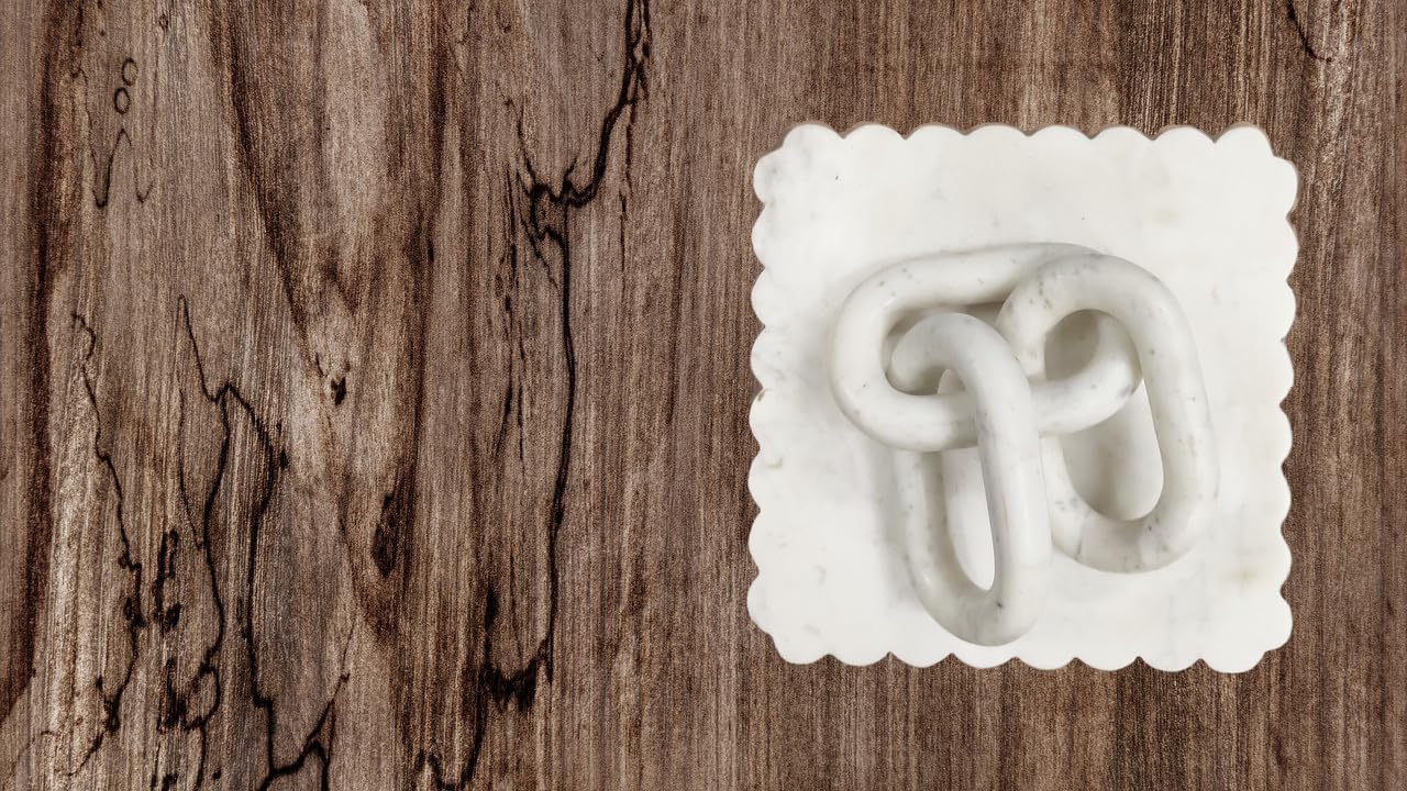 White Marble Link Chain Sculpture | Link Chain Decor | Marble Knot | Marble Link | Home Decor | Marble Chain | Chain Link Art | Knot Decor | Marble Décor (WITHOUT JOINT)