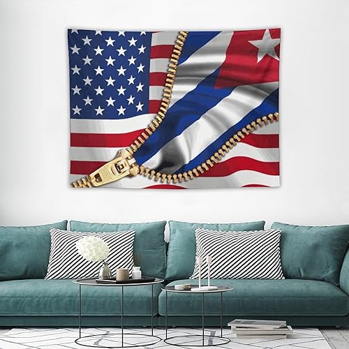Miniatura 3 de Tapiz de bandera estadounidense y bandera cubana para dormitorio, tapices negros para colgar en la pared, manta para hombres y mujeres, fiesta