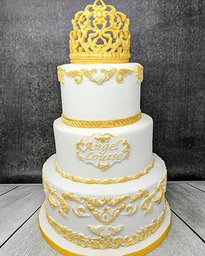 Miniatura 7 de AIMEIKI - Moldes de fondant de silicona, paquete de 3 moldes de fondant barrocos con borde de desplazamiento, moldes de silicona para curlices,