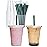 Aatriet 16 oz Clear Plastic Cups with Lids and STRAWS, Disposable Party Cups for To Go Iced Coffee Cold Drinks, Smoothie, Juice, Parfait, Frappuccino, Milkshake. No Leaking Fruit Cup, 25 Sets