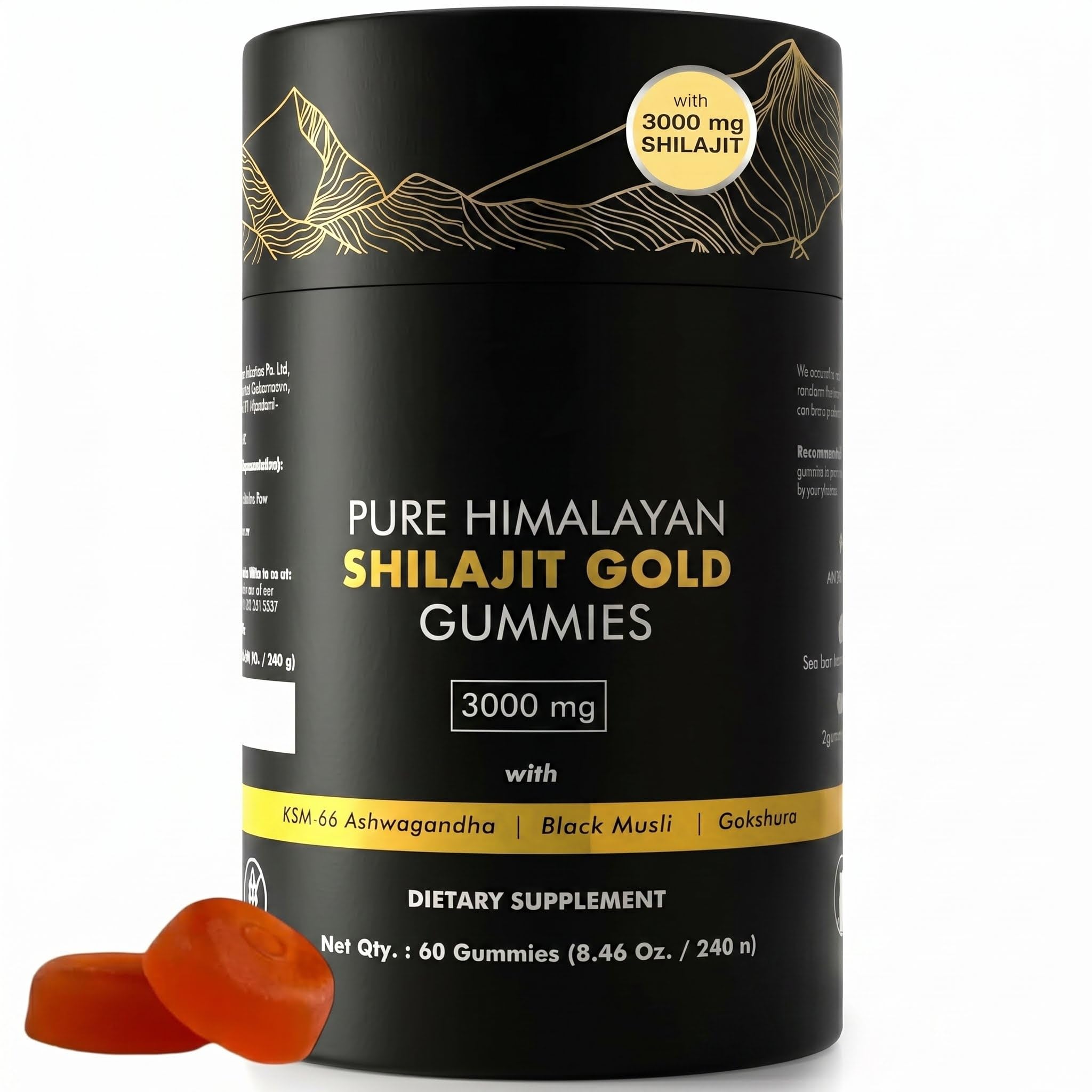Shilajit Gold Gummies – 60 Count | Fulvic Acid & Trace Minerals | Vegan, Non-GMO | Natural Flavor Gummies