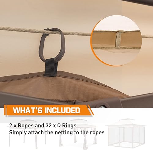 Miniatura 5 de COOS BAY Mosquitera de repuesto con cremalleras, panel de pared de malla para carpa de glorieta de 11 x 11 pulgadas, color beige (solo 4 paredes