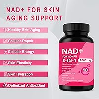 Vista 5 de Suplementos NAD para mujeres - con ribósido de nicotinamida y resveratrol y CoQ10, suplemento NAD+ 8 en 1 para antienvejecimiento, aumenta