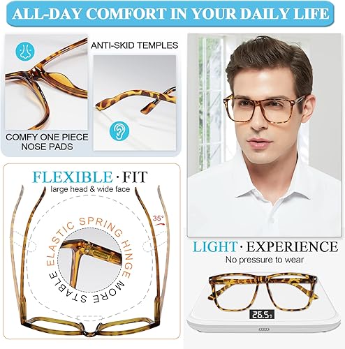 Miniatura 10 de MARE AZZURO Lentes de lectura bifocales de gran tamaño para hombres con bloqueo de luz azul 1.0, 1.25, 1.5, 1.75, 2.0, 2.25, 2.5, 2.75, 3.0, 3.5