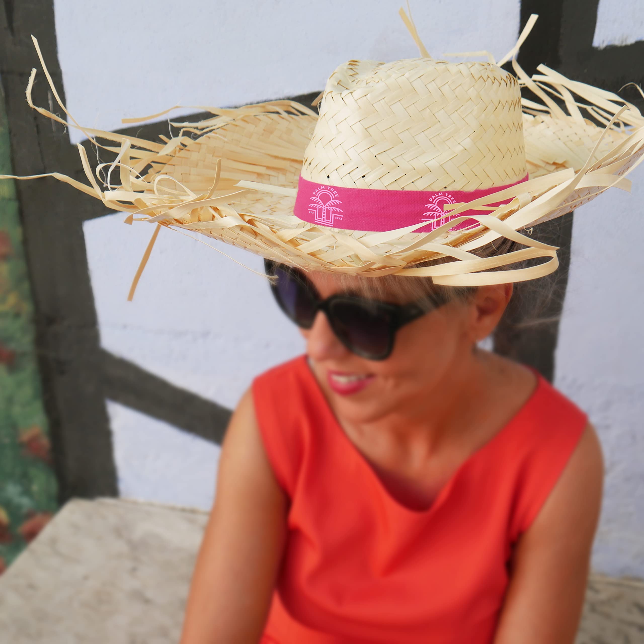 Pack Sombreros Personalizados Caribeños - Imprimimos tu Logo o Frase - Cinta del Color que Elijas - Gorro Latino de Paja para Despedidas y Eventos