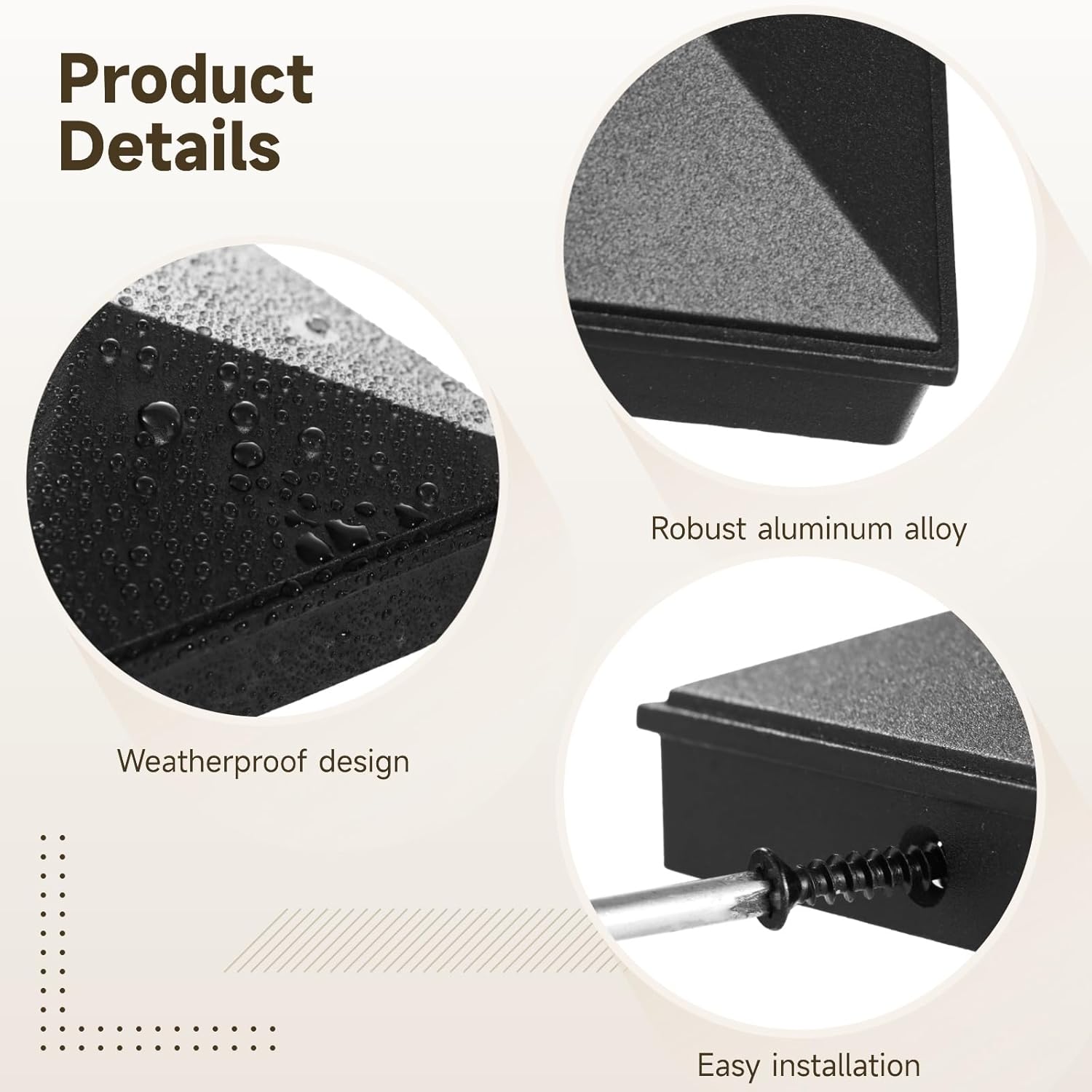 12 Pcs Aluminum 4 x 4 in Post Caps with 24 Screws - Pyramid Heavy-Duty Fence Post Caps, Weatherproof Post Caps for Wood Posts, Fence Post Caps Cover for Cedar Fence Deck Mailbox, Black