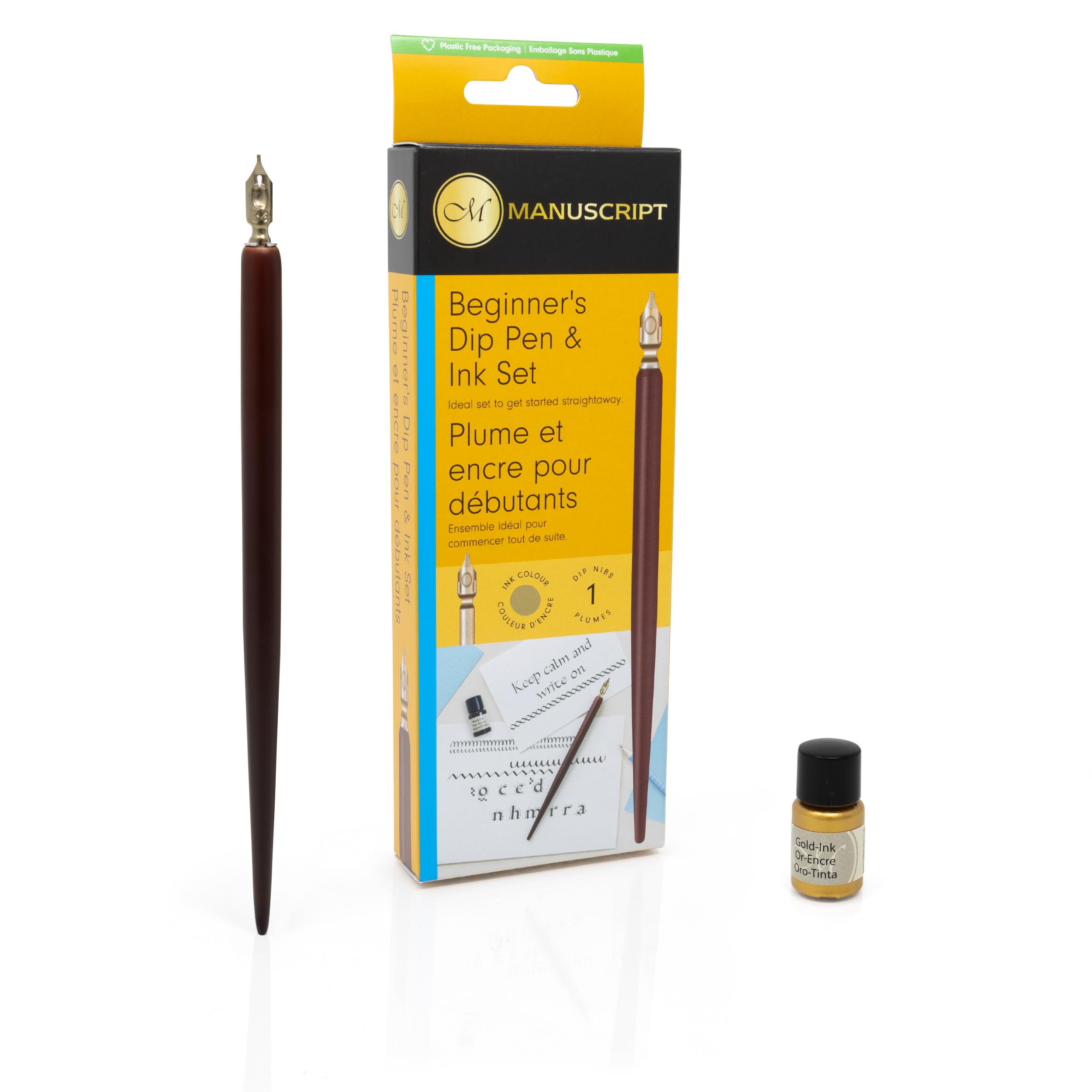 MANUSCRIPT Round Hand Nib, Holder & Ink (Gold Ink)