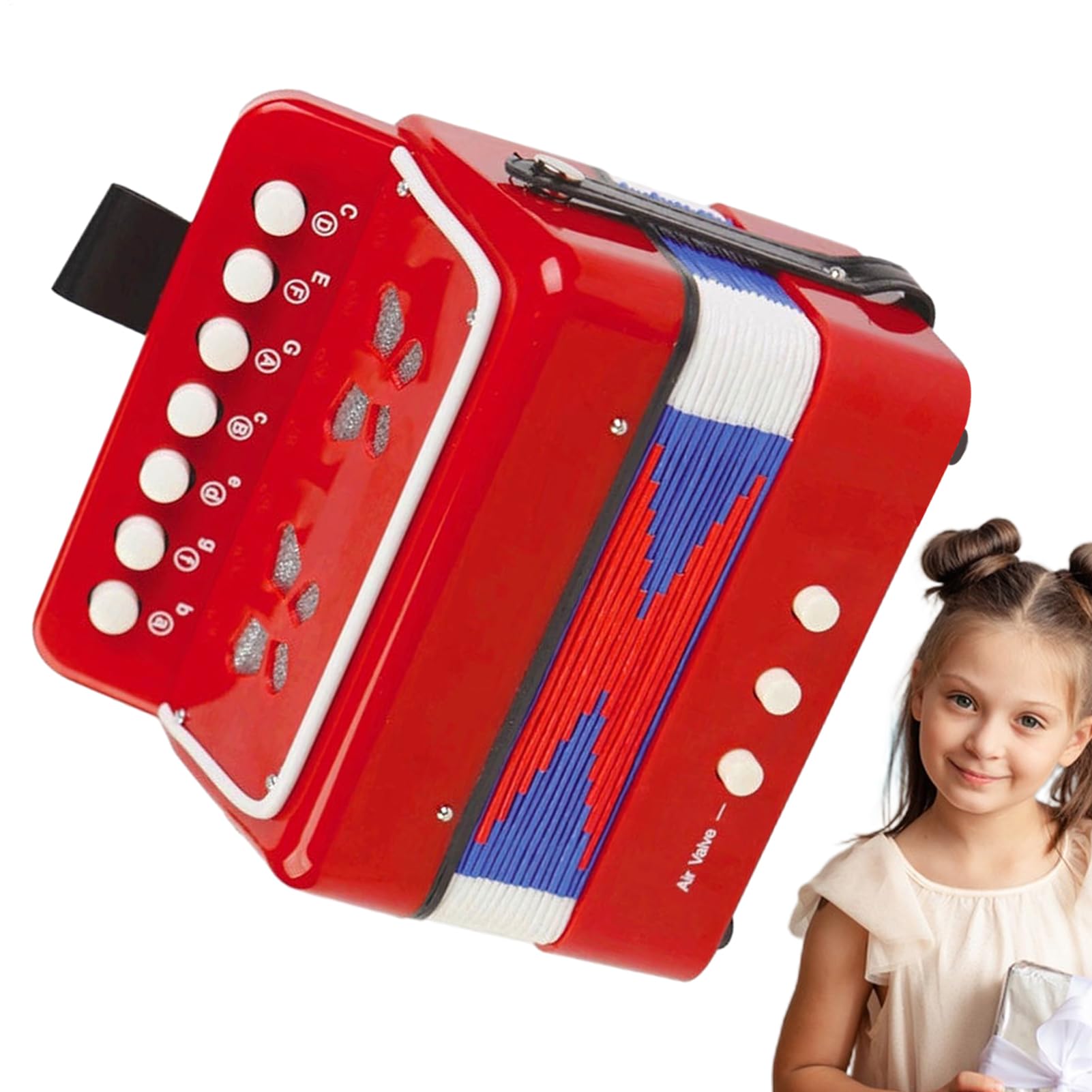 Bambini per la fisarmonica - fisarmonica con 7 chiavi, strumento musicale per principianti | La fisarmonica portatile portatile per bambini di età di 3+, giocattolo musicale per bambini, regalo per ra